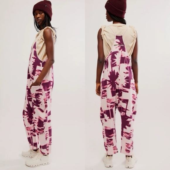 Free People Hot Shot Onesie Jumpsuit in Palm Beach Pink Combosize small